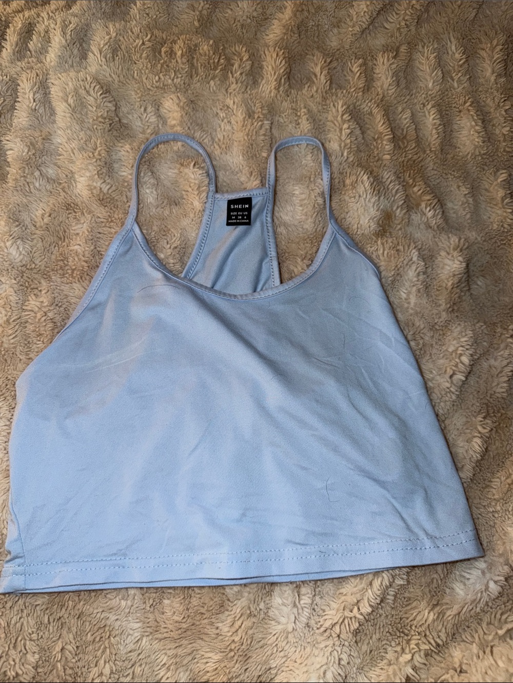 SHEIN Pale Blue Racerback Athletic Crop Tank